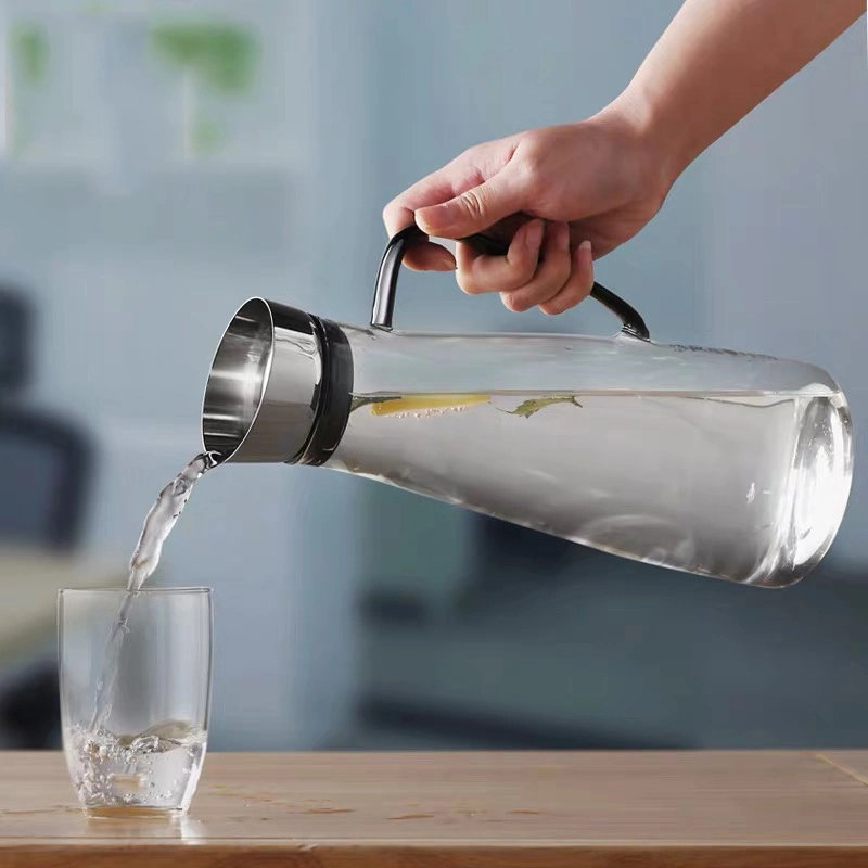 Bouteille d'eau épaisse en verre résistant aux températures élevées, grande capacité Ensemble de bouilloire en rotin avec pot à eau froide