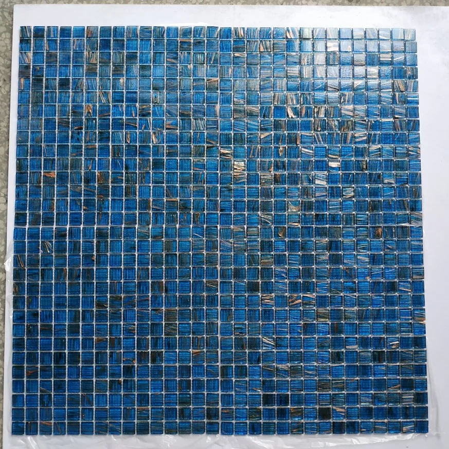 Blended Blue Glass Mosaic Tile for Swimming Pool SPA Bathroom Indoor Flooring Wall Tile