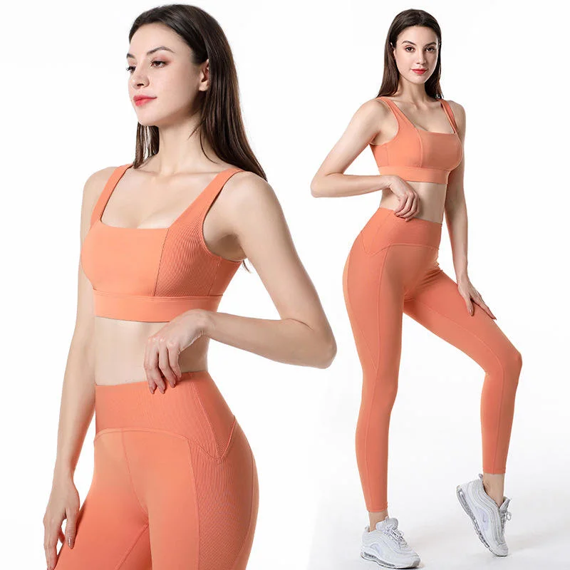 Woman Fitness Clothing Yoga Animal Zebra Print Workout Leggings Sets Square Neck Sports Bra Set