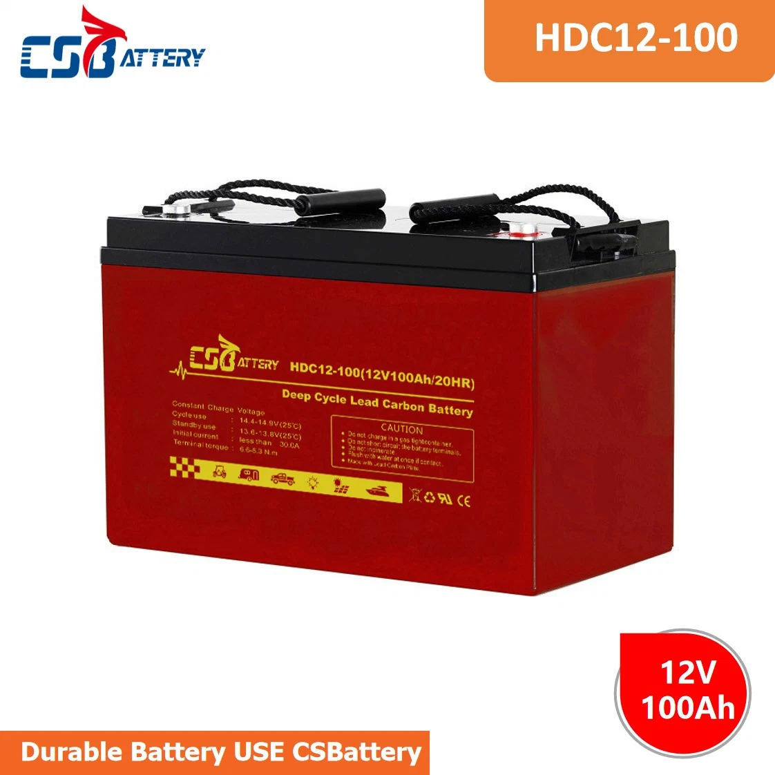 Csbattery 12V100ah la sustitución de carga rápida Cable de batería VRLA Baterías de Carbono para Solar/Inversor/Power-Tool/Electric-Scooter/Bicicleta/Vehículo/Pack