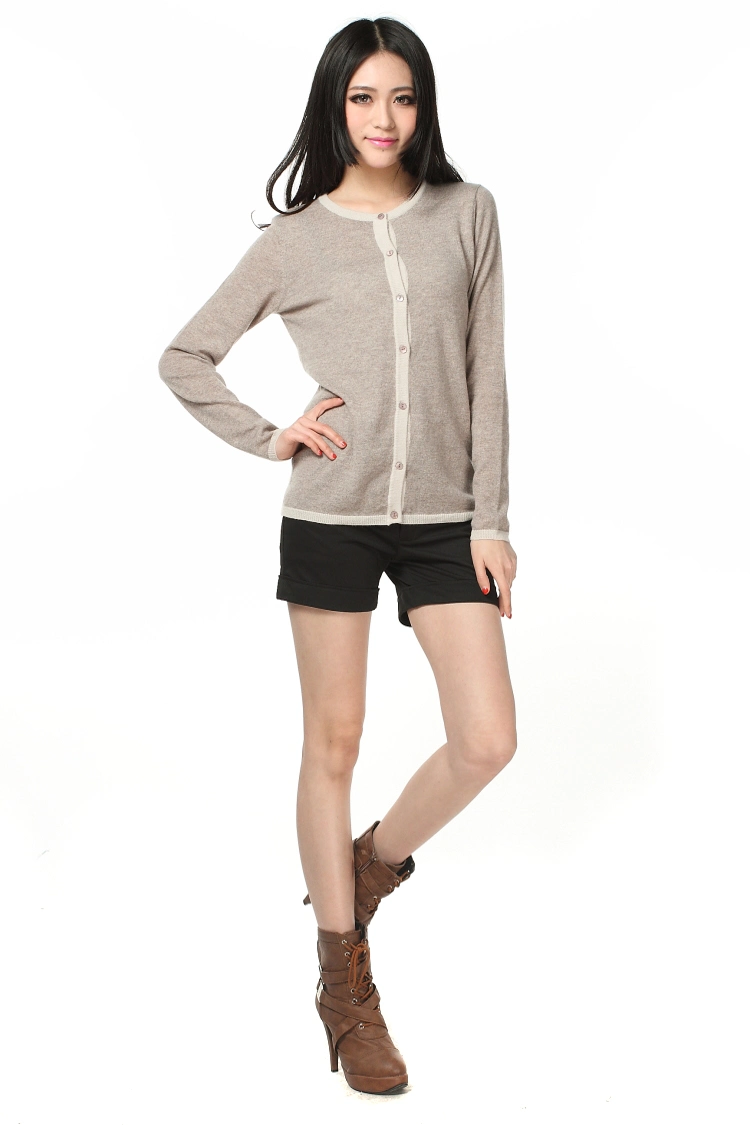 Factory Direct Wholesale/Supplier Wool Cashmere Classic 2-Tone Button Cardigan