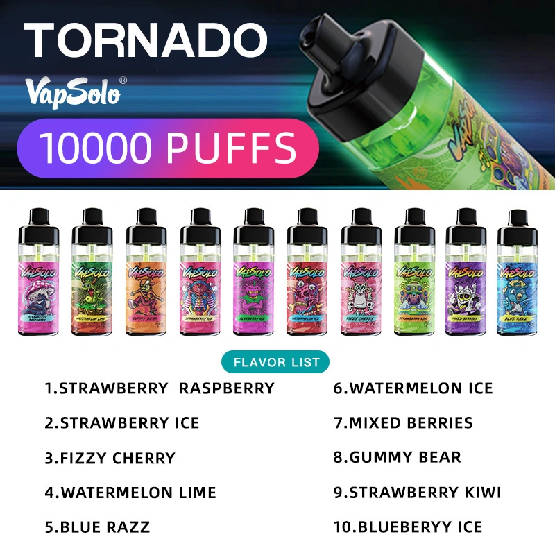 Vente à chaud Vapsolo 10000 fruits arômes rechargeable cartouche jetable E Cigarette VIP fumée Prix Vape aléatoire