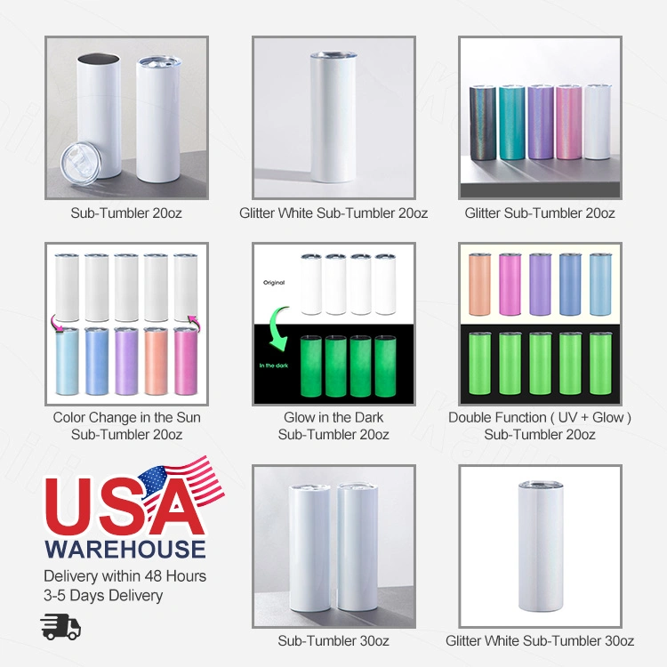 USA Warehouse RTS 30oz Sublimation Blank White Edelstahl gerade Becher mit Deckel