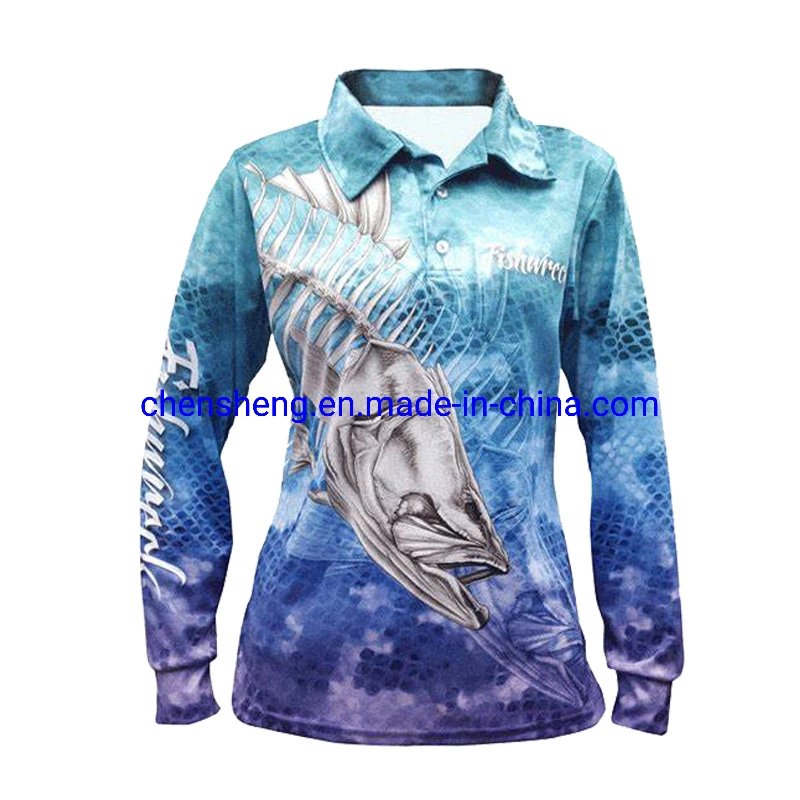 Sublimación personalizadas Dry Fit de manga larga camisetas de SPF hacer su propio desempeño de la mujer camisas de pesca