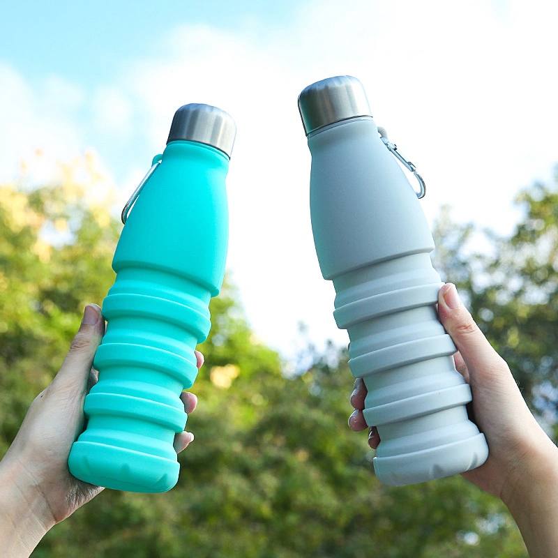 Promotional 550ml Collapsible Water Bottle Food Grade Silicone Sports Water Bottle