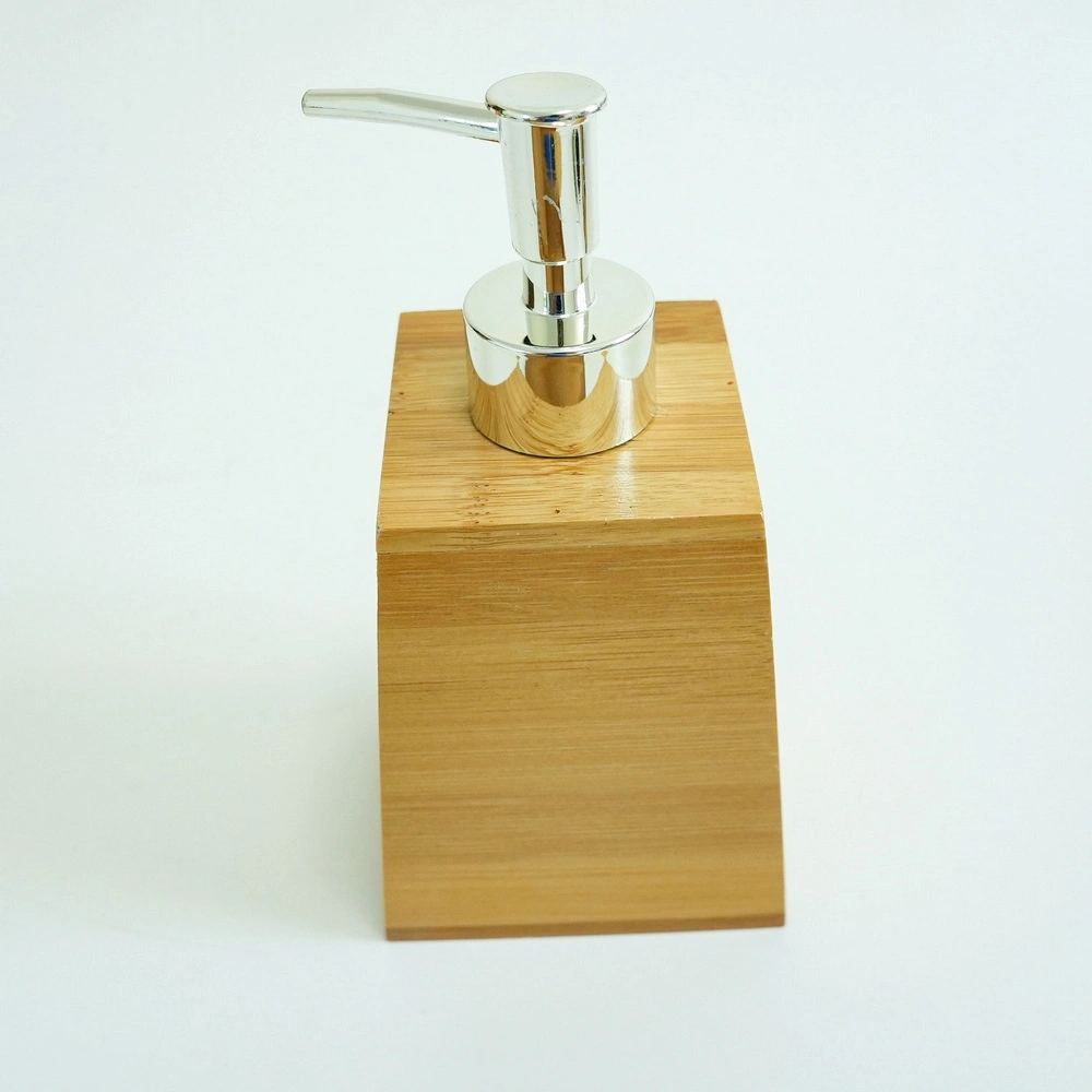 Bamboo Bathroom Accessories Set with Trash Can, Soap Dispenser, Toothbrush Holder, and Tray