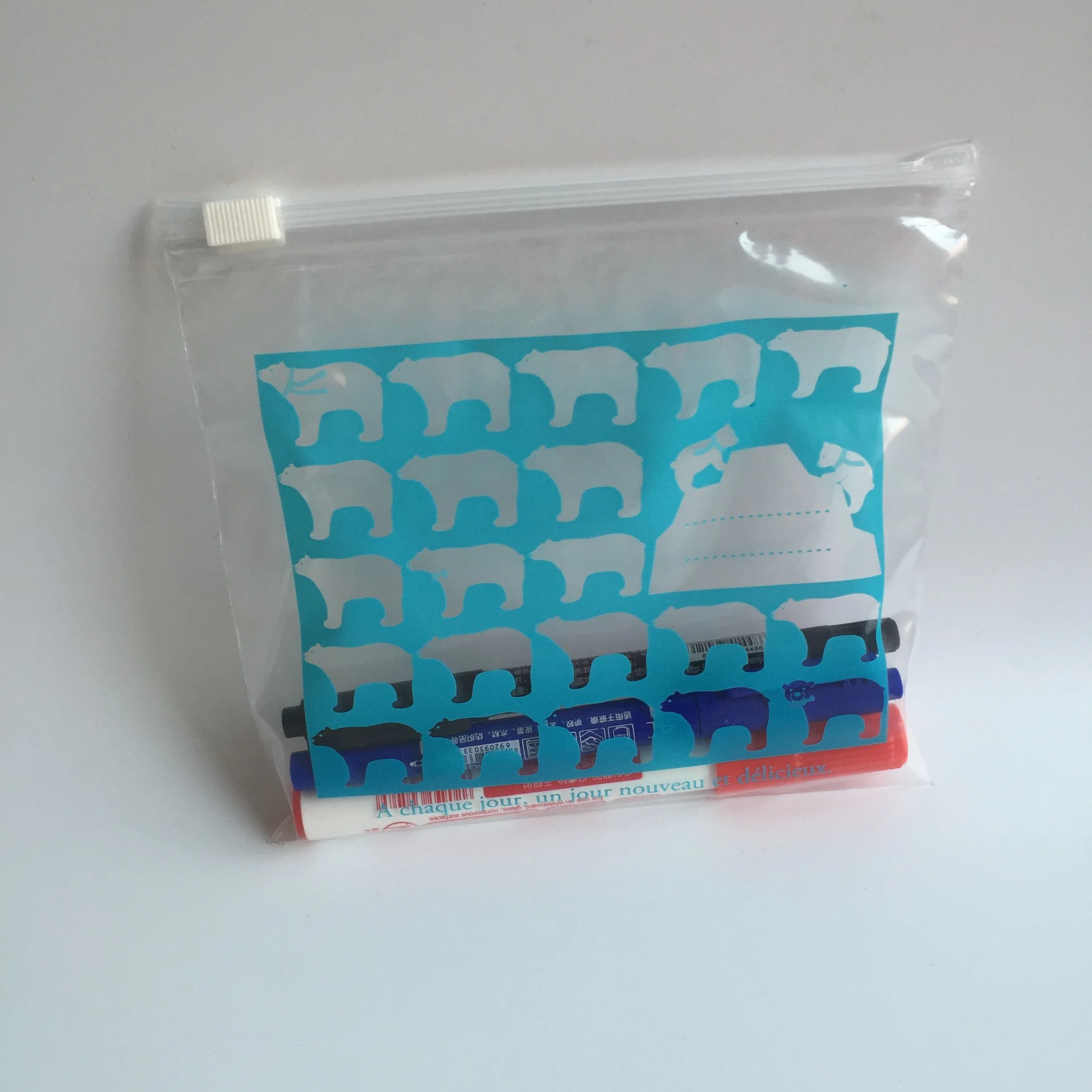 Custom Printed LDPE Plastic Slider Reclosable Bag for Stationery Storage