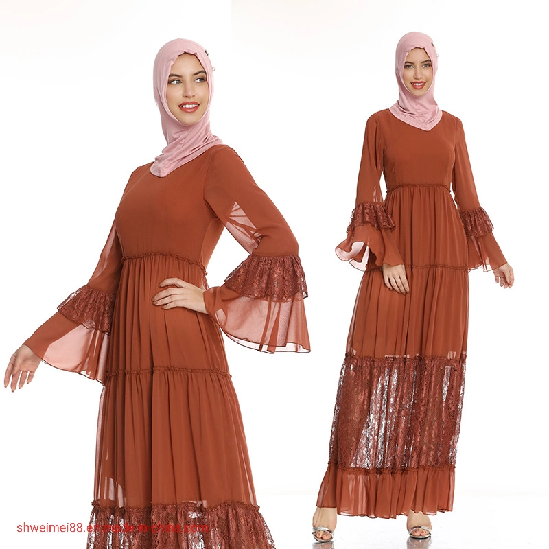 2020 Neues Design Großhandel/Lieferant Frauen Abend Spitze Kleid Kleid Maxi Langes Kleid Muslimische Abaya Islamische Robe Kleidung Dubai Kaftan Mode Caftans Apparel Factory
