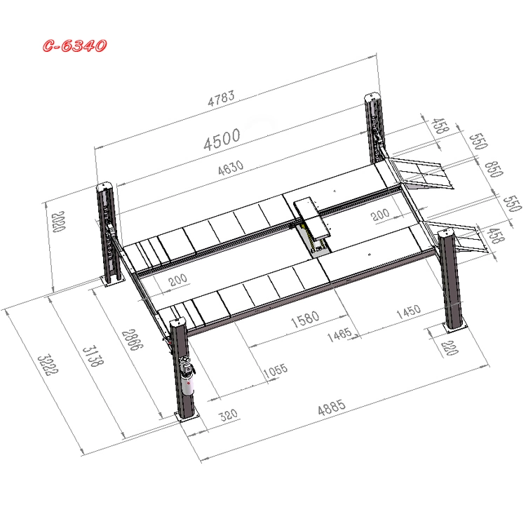 Four Post Wheel Alignment Car Hoist V-Pbs-C-6340