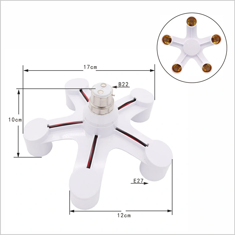 Venta caliente B22-6portalámparas E27 B22 a la conversión Lightholder Sixhead