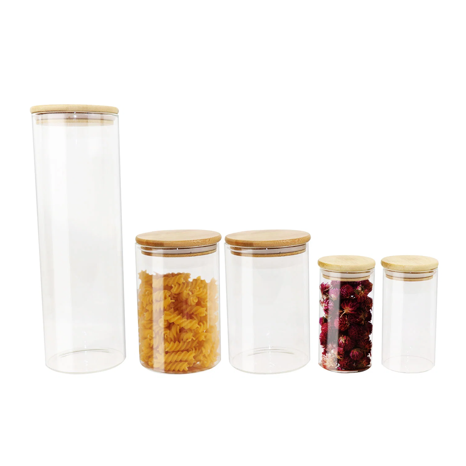 Eco-Friendly Borosilicate Glass Cookie Candy Honey Food Glass Storage Jar with Airtight Bamboo Lid Storage Tank