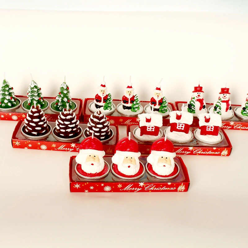 Accueil Les décorations de Noël 3 pcs Santa Claus Tealight bougies de Noël