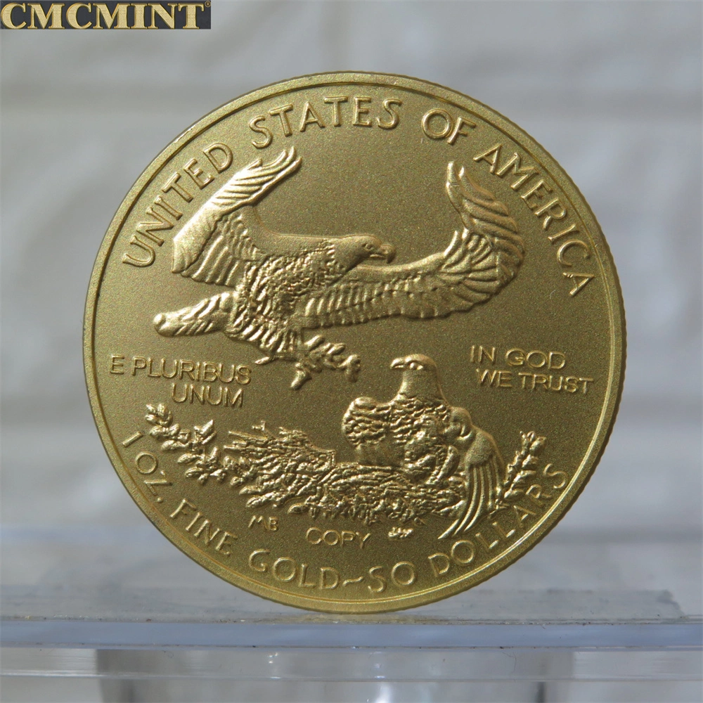 1 Oz mate de latón chapado en oro American Eagle Replica Liberty 2018 Moneda redonda