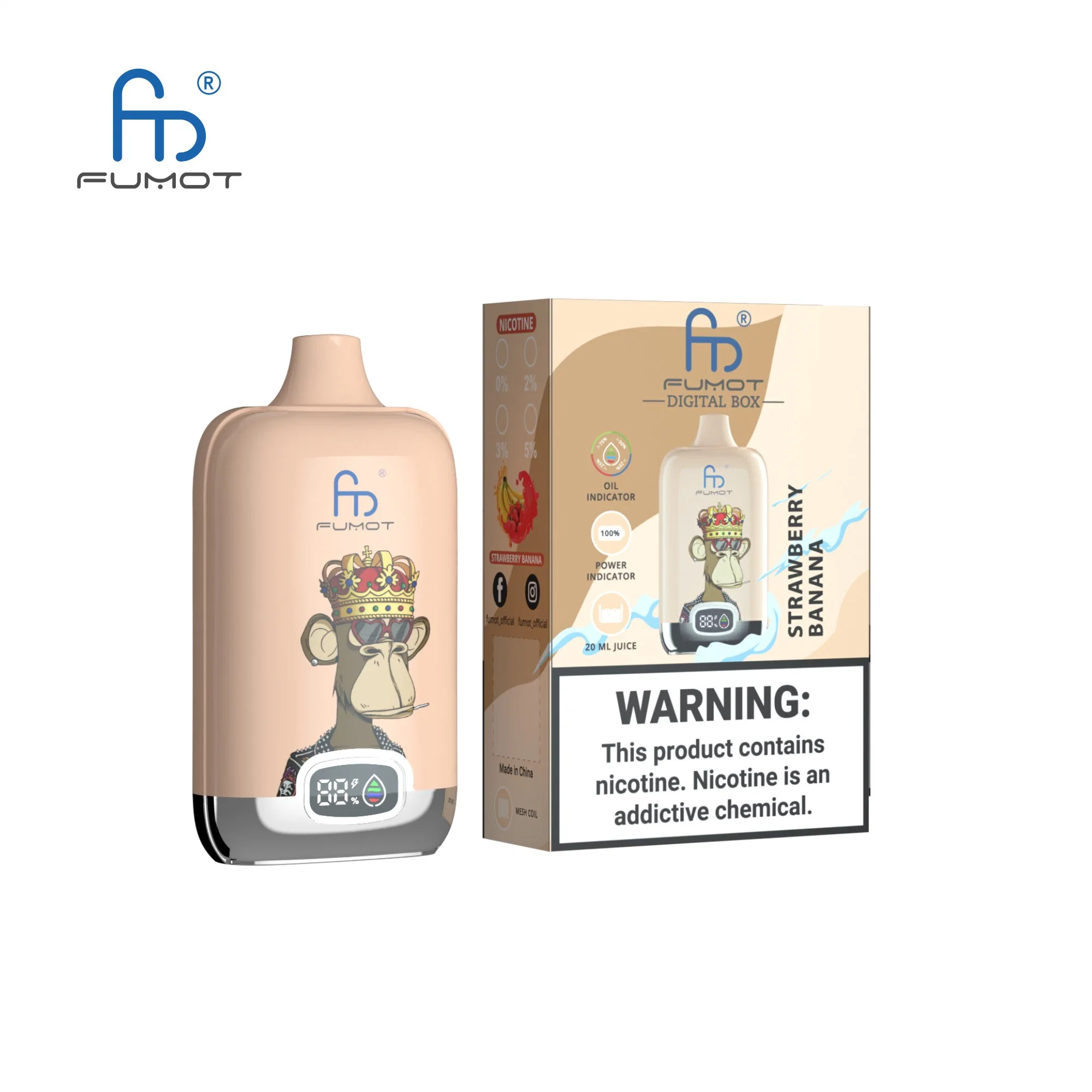 مجموعة وحدة Fumot الأصلية مع E-Liquid وحالة البطارية Digital Box 12000 Piffs Random Vape