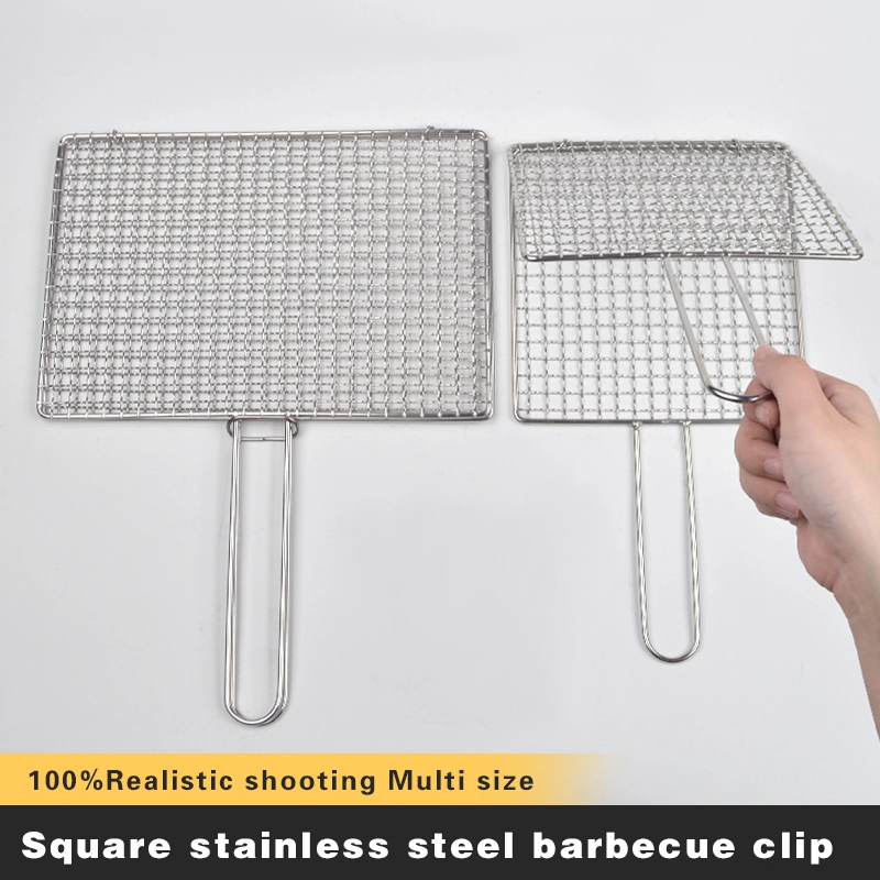 Stainless Steel Barbecue Clip with Handle Clipgrilled Fish 304 Material Size 20cm*20cm/Stainless