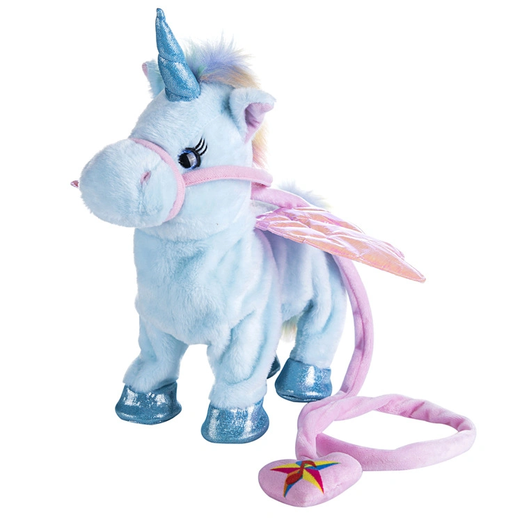 Mignon peluche licorne électrique sur un plomb peut marcher, Sing et balançoire chien électrique pour enfants cadeau