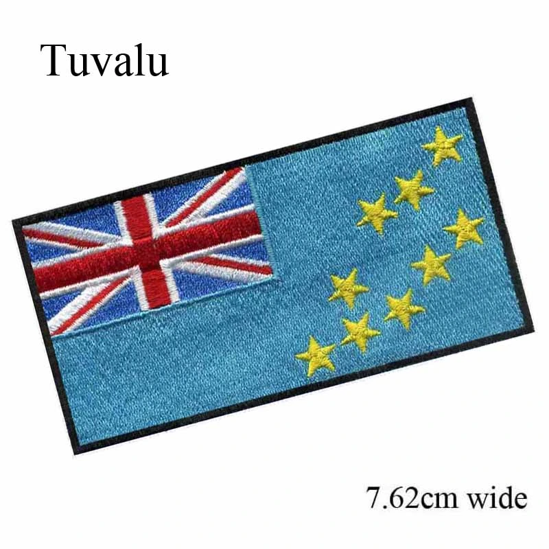 3" Wide Premium Tuvalu Embroidered National Flag Badge Patch 