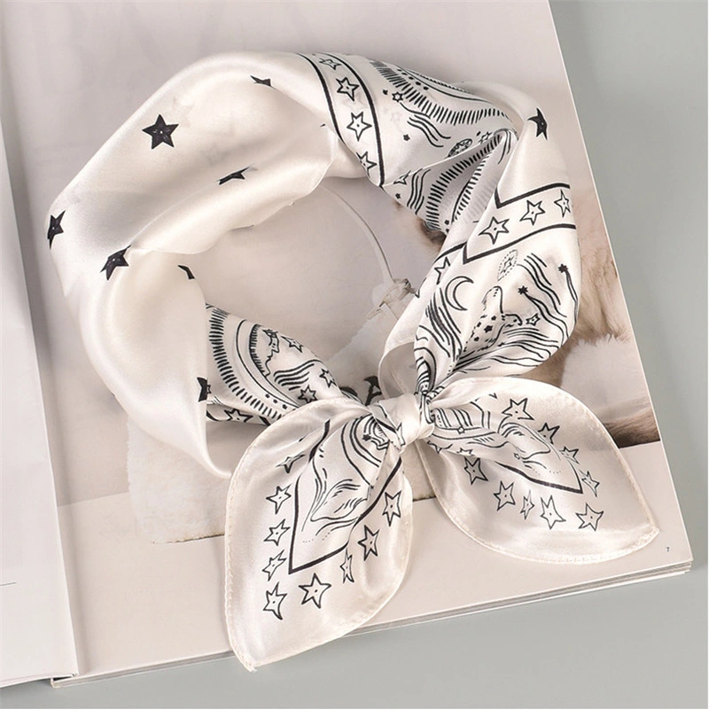 New Arrival Silk Stars Prints Spring Ladies Small Scarves