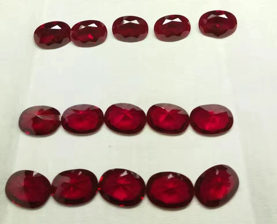 Moda Gemas forma ovalada 6,5mm Rojo Color CZ Piedra cúbica Zirconia suelta Gemstone