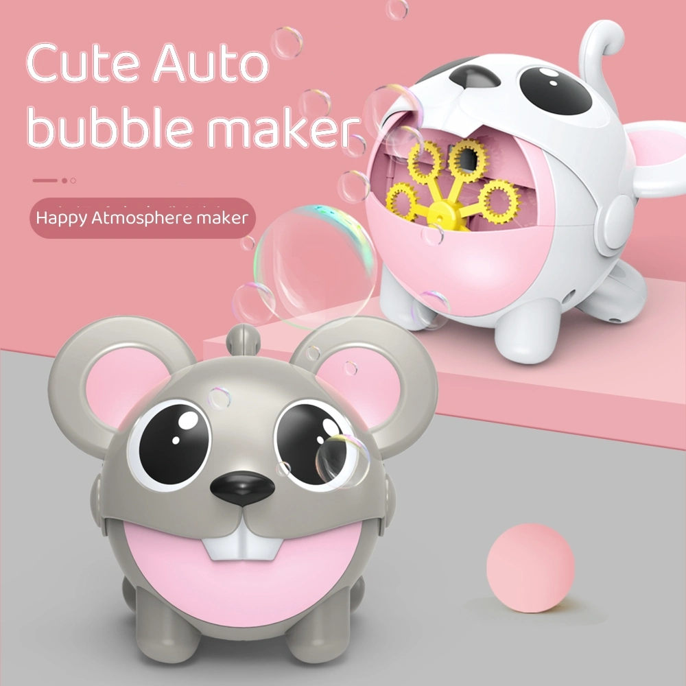 Cute Battery Operated Rechargeable Electric Cartoon Mice Automatic Bubble Machine Toys Outdoor Summer Toy Soap Water Bubble Maker Toys Kids Toys