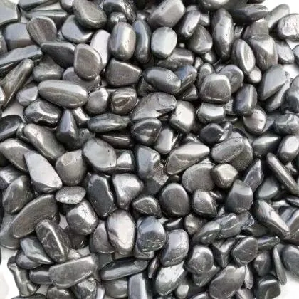 High Polished Black Pebbles Suitable for Outdoors and Indoors.