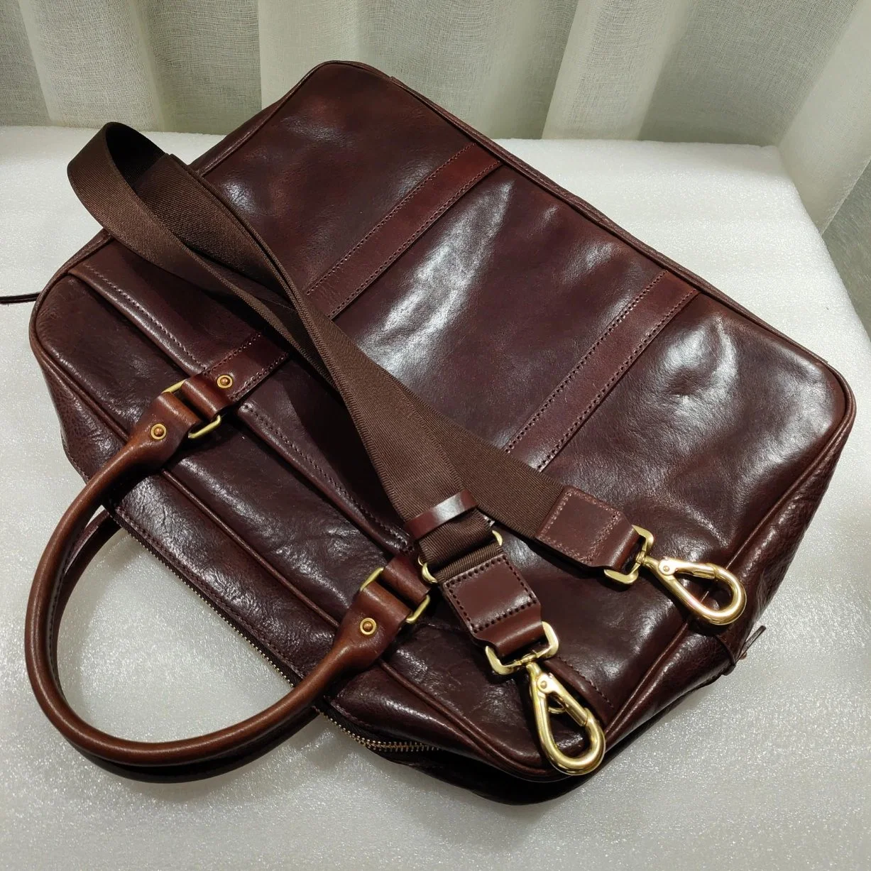 Men Vintage Business Genuine Leather Briefcase Laptop Shoulder Messenger Bag