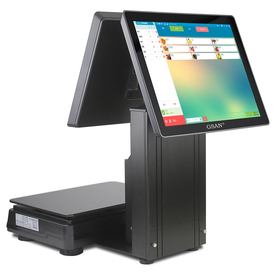 Dual Screen 15 Inch LED Touch PC POS Scale