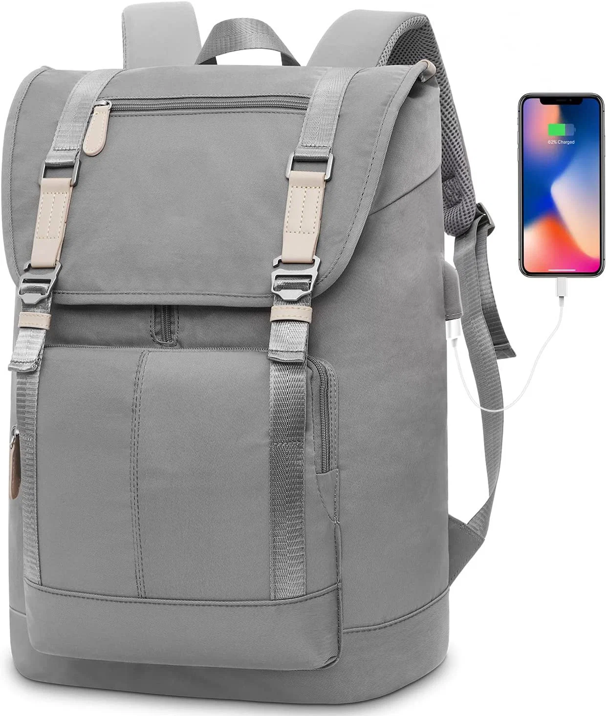 Mochila para computador portátil de 17 polegadas com porta de carregamento USB, mochila escolar