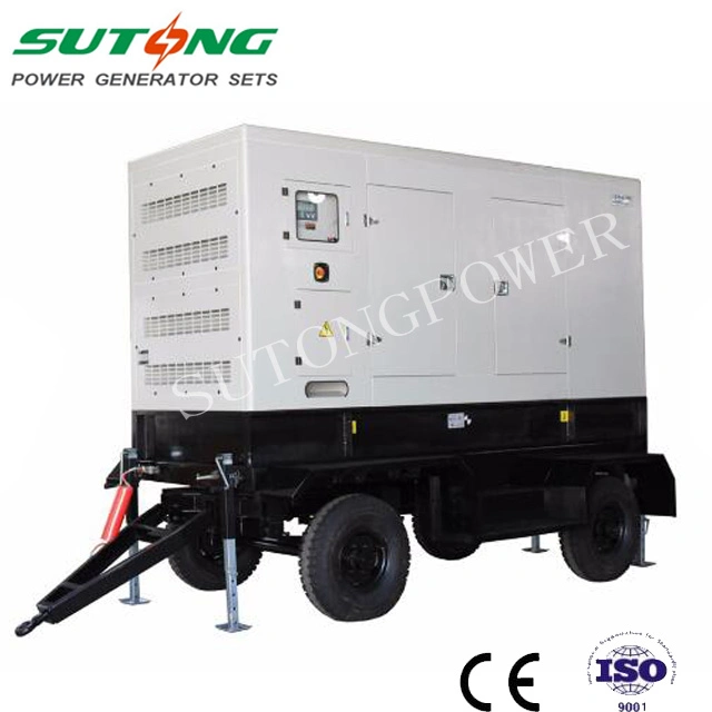 Soundproof and Rainproof Prime Power 150kVA 120kw Weichai Diesel Trailer with Two Wheels