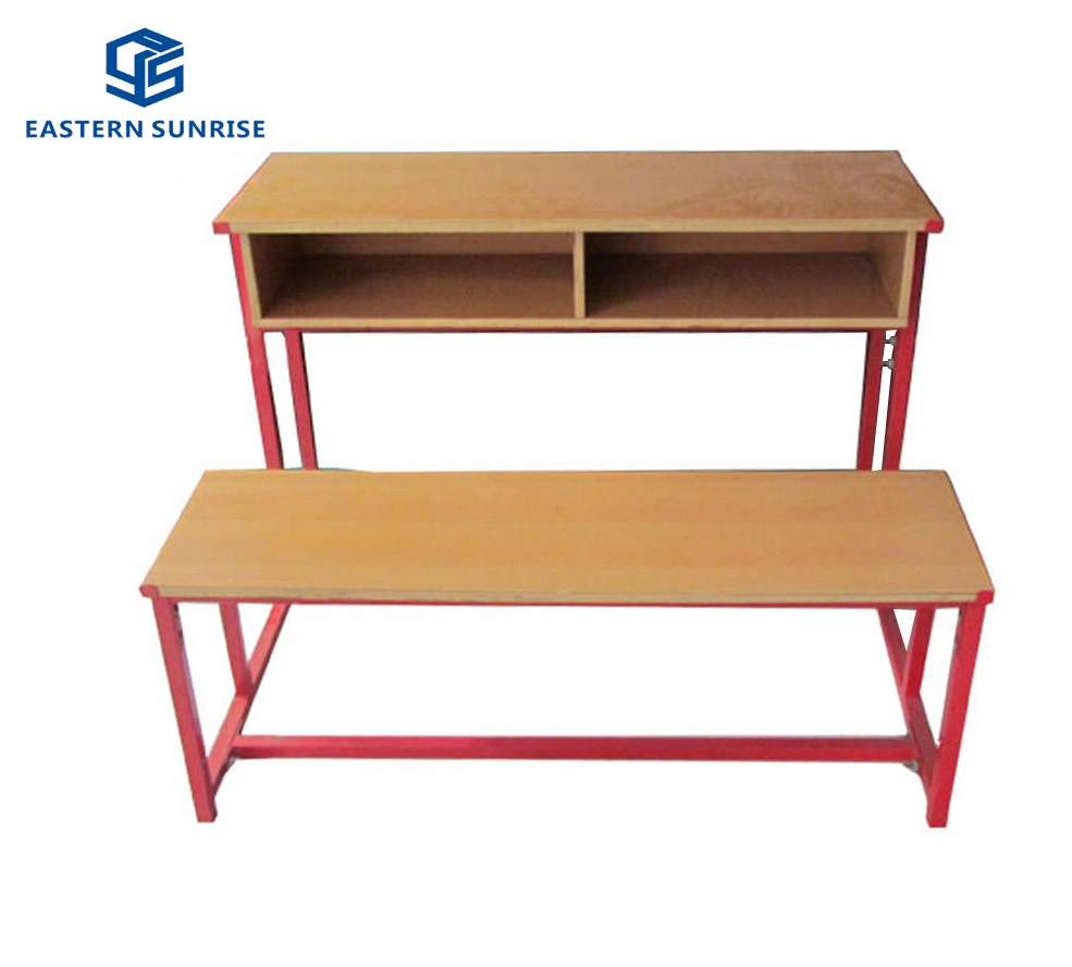 Muebles escolares Metal-Wooden estudiante doble mesa de estudio y la tabla