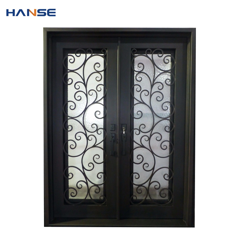 Modern Screen Main Entry Rod House Storm Security Black Single Double Modern Wrought Iron Front Steel Security Door