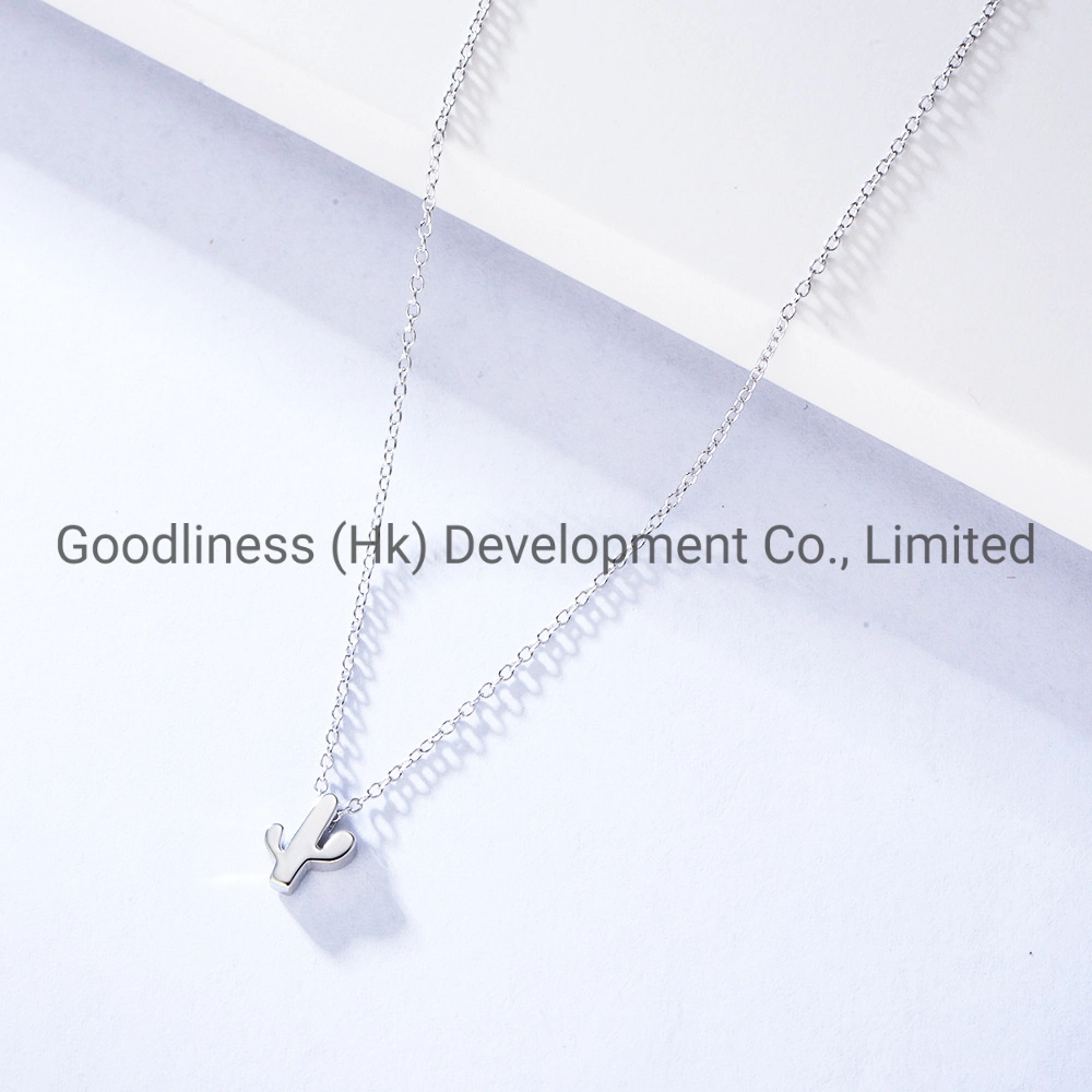 925 Sterling Silver Plain Cactus Pendant Necklace Women Children Fashion Jewelry