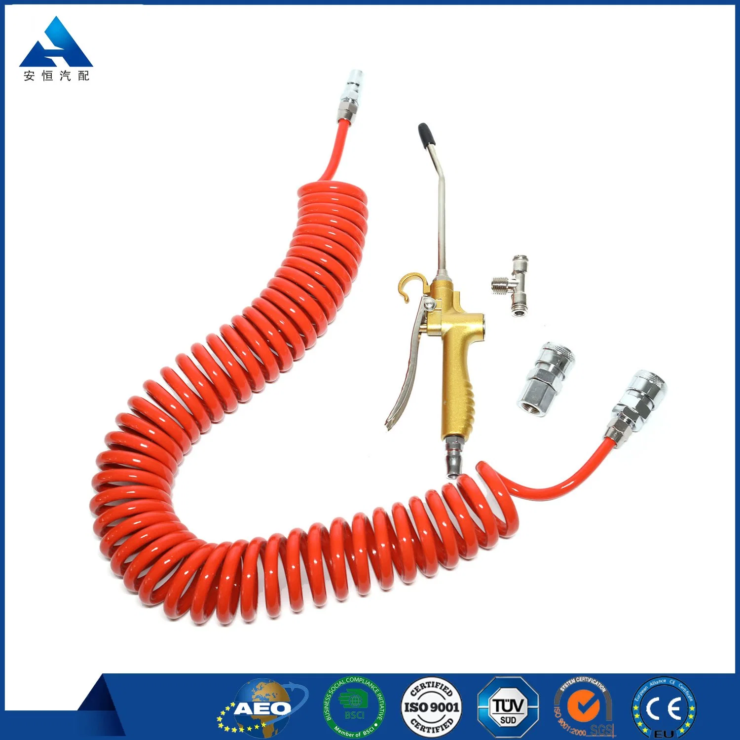 Truck Dust Blower Coil Hose Clean Air Duster Blow Gun Plastic Blue Air Duster Spray Gun Coil Hose Kit Set Pneumatic Tools Sale