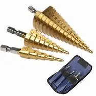 3PCS HSS Titanium Coated Spiral Grooved Step Drill Bit