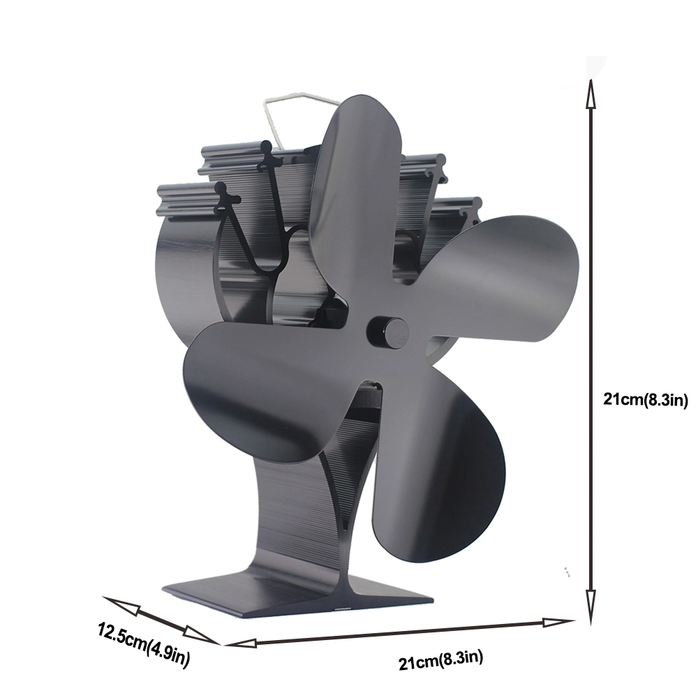 El flujo de aire de alta Eco friendly 4 blade de calor de pequeña potencia del calentador estufa de chimenea de madera, ventilador de calor Inicio rápido Powered Estufa Ventilador para la madera