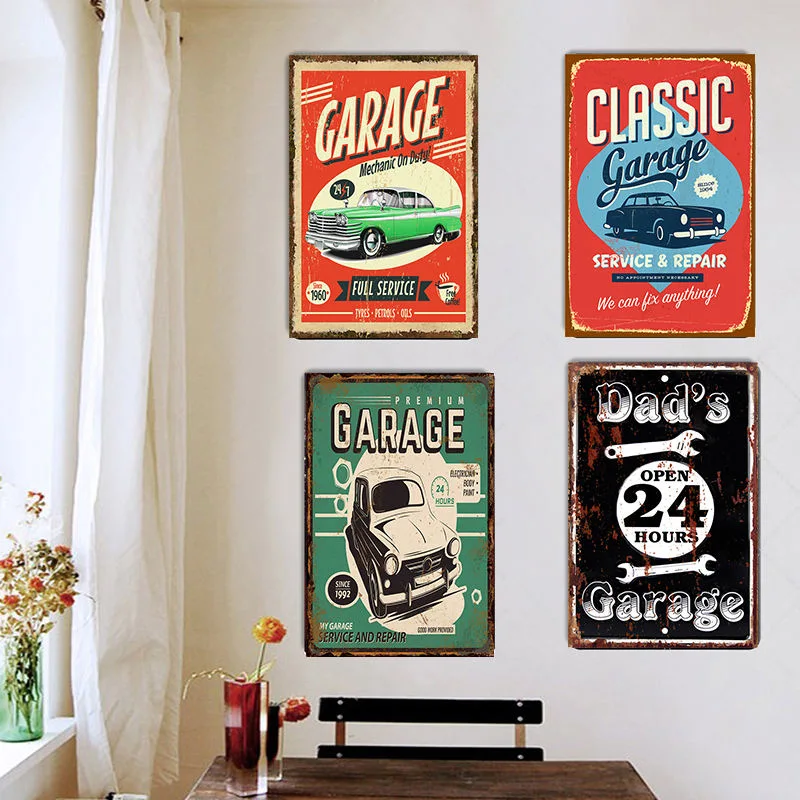 Retro Art Design Printing Painting Garage Wall Decor Vintage Metal Plate Signs