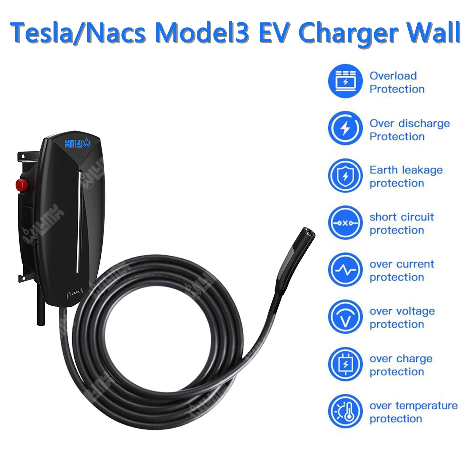 Car EV Charging Station Tesla Wall Connector 11kw 48A Tesla Nacs Model3 EV Charger Nacs Wallbox Pile