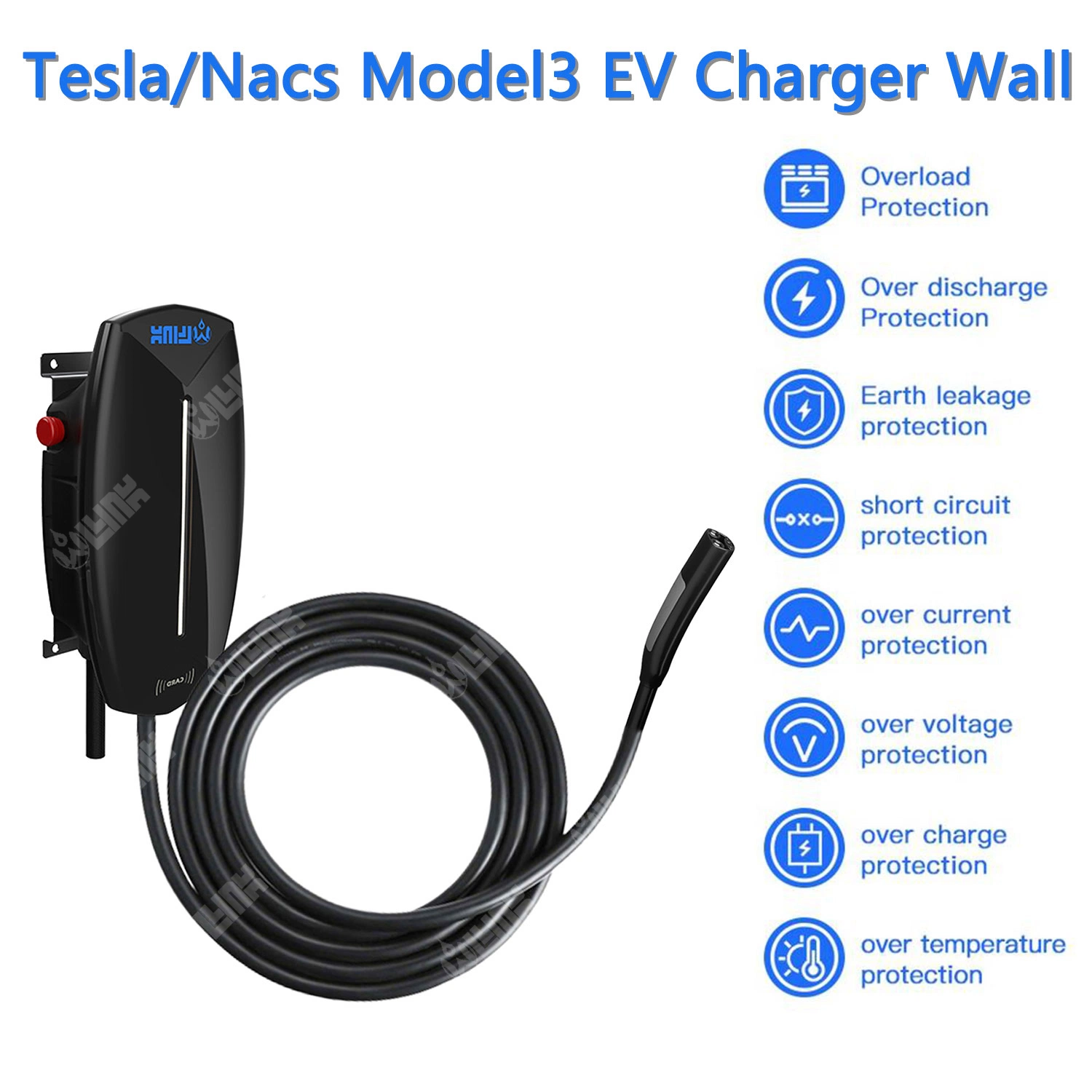 Auto EV Ladestation Tesla Wall Connector 11kw 48A Tesla NACS Model3 EV Ladegerät NACS Wallbox Stapel