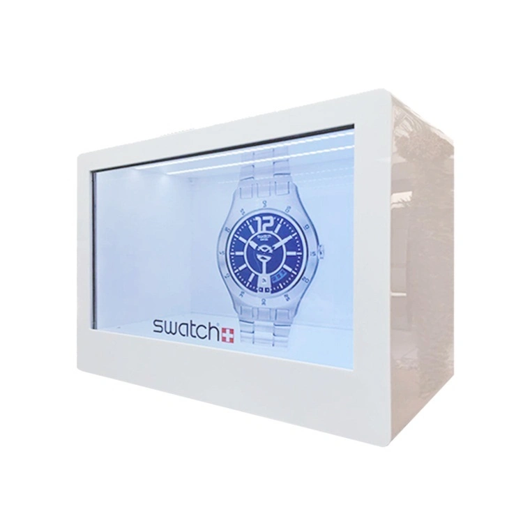 Pantalla LCD transparente de 32 pulgadas con pantalla táctil panel LCD cuadro reproductor de medios de publicidad Digital Signage kiosco para comercializar sus productos vívidamente