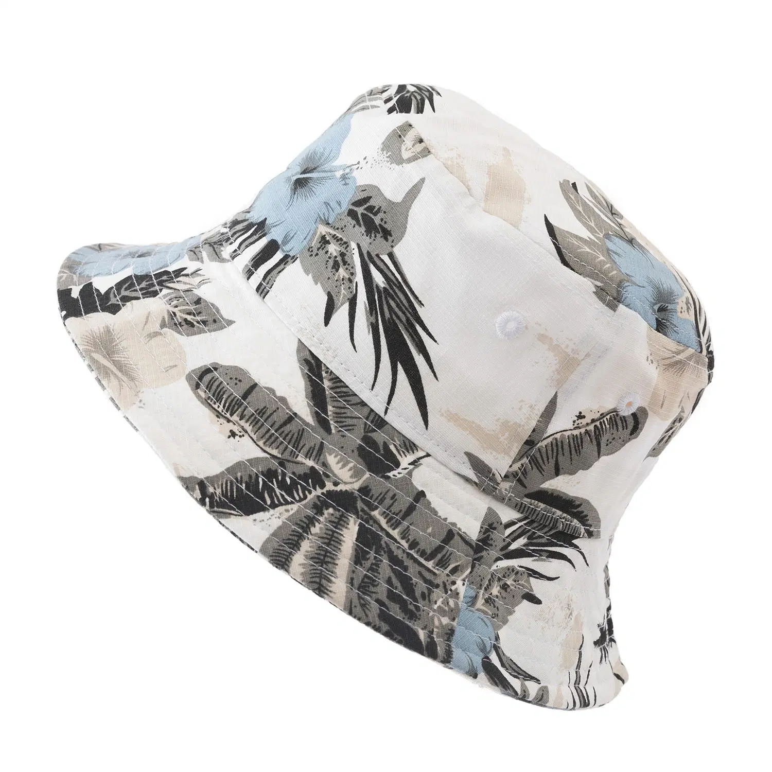 Tropical Flower Hawaiian Bucket Fitted Beach Floral Bucket Hat Floral Printing Bucket Hat