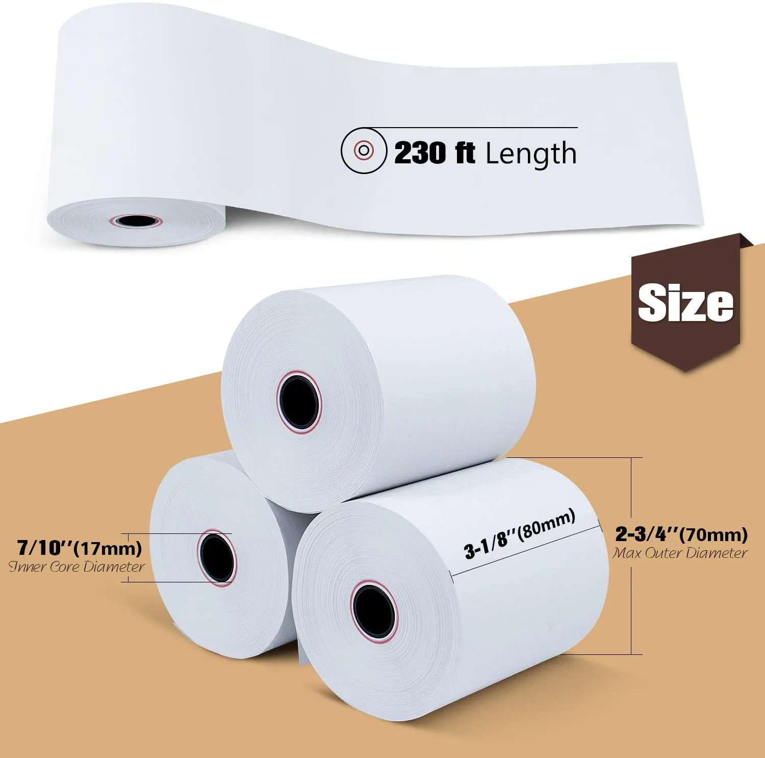 Coreless Thermal Paper Roll Cash Register Paper with Coreless