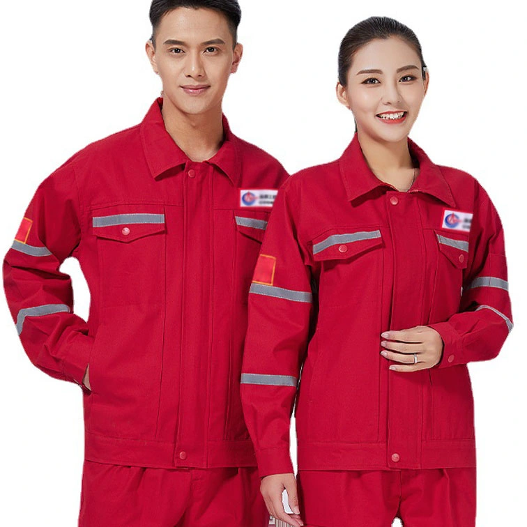 Engineering Uniform Overall Workwear Turndown Collar Wear-Resistant Reflective Zipper Two Piece Workwear Clothes