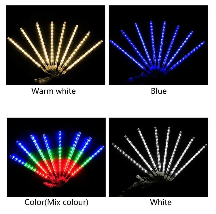 Waterproof Solar RGB Meteor Snow Shower Falling Rain Drop Icicle Christmas Tree Party LED String Garden Lights Outdoor Decor