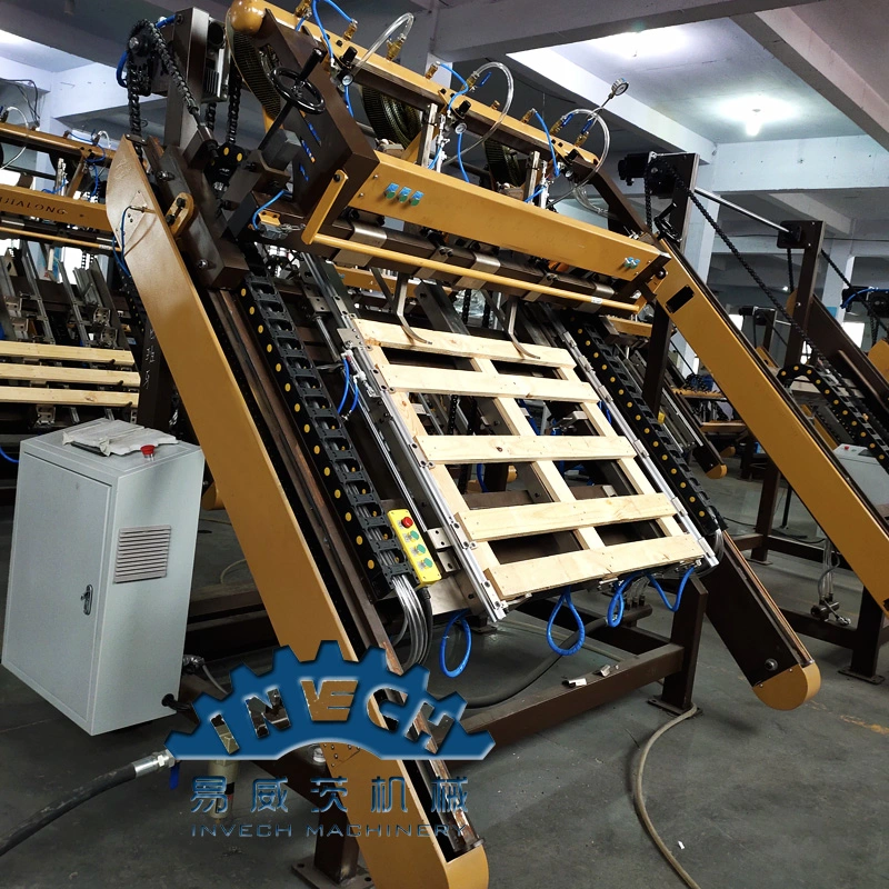 Pneumatic Stringer/Block Wooden Pallet Nailing Machine with Corner Cutting Line