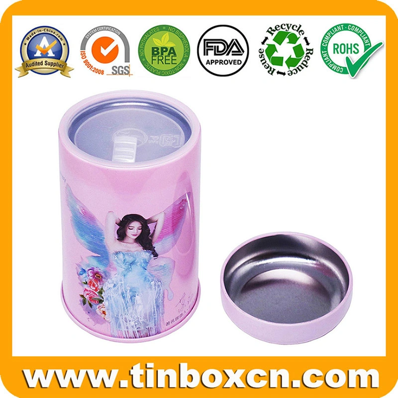 Double Lid Airtight Round Cosmetics Package Box Metal Tin with Soft Plastic Inserts for Face Mask Perfume Lipstick Gifts