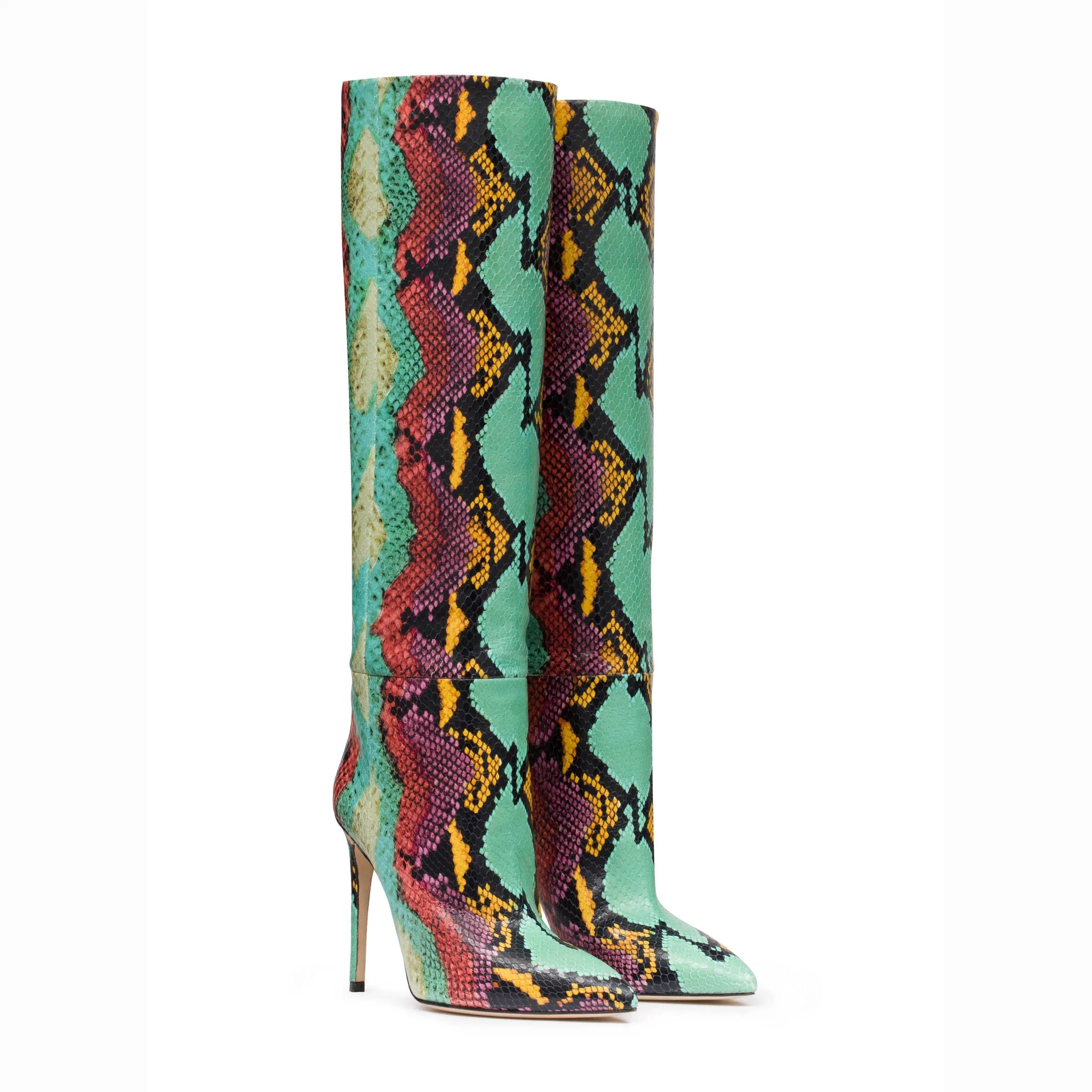 Shining Shoes Sexy Python Pattern Women Knee High Boots