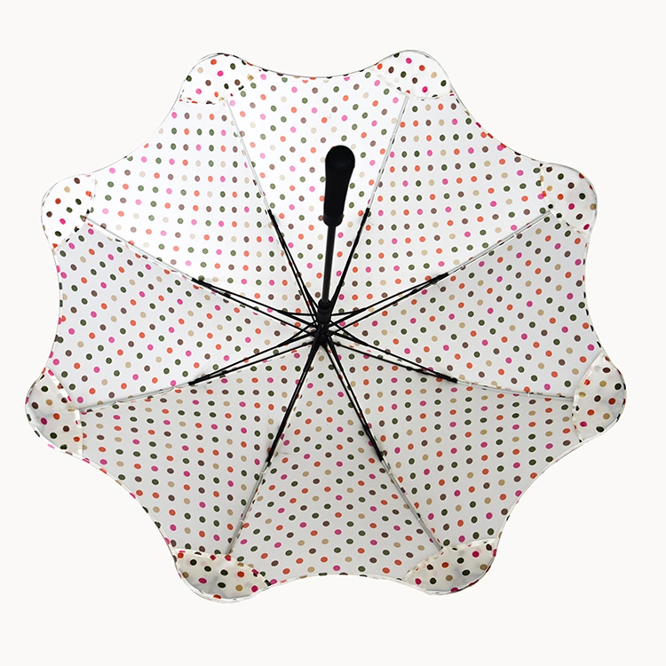 Venta caliente Polka Dot Dual-Use fresca pequeña Sol automático de protección contra la lluvia paraguas recta