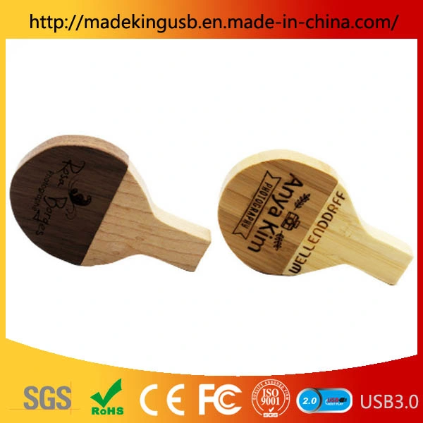 Raqueta de Tenis de mesa de madera U disco artesanía en madera de bambú unidad Flash USB/memoria USB
