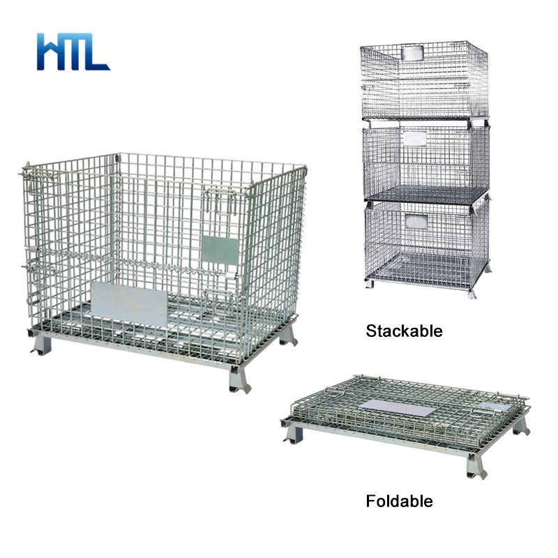 Material Handling Industrial Storage Collapsible Stackable Wire Container for Sale