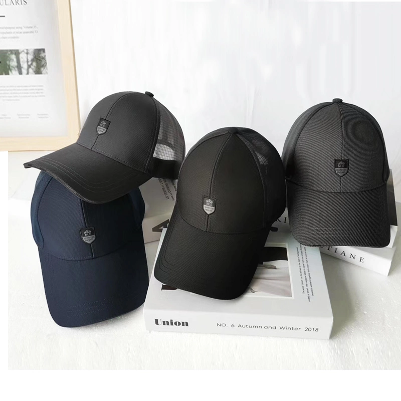 Fashion Custom Adult Plain All Black Patches Mesh Snapback Cap Tucker Cap with Embroider Logo